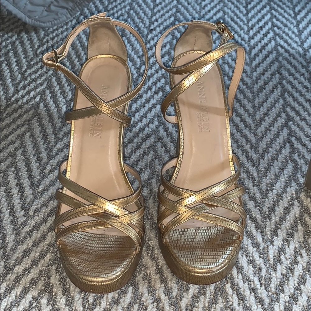 Anne Klein gold wedges